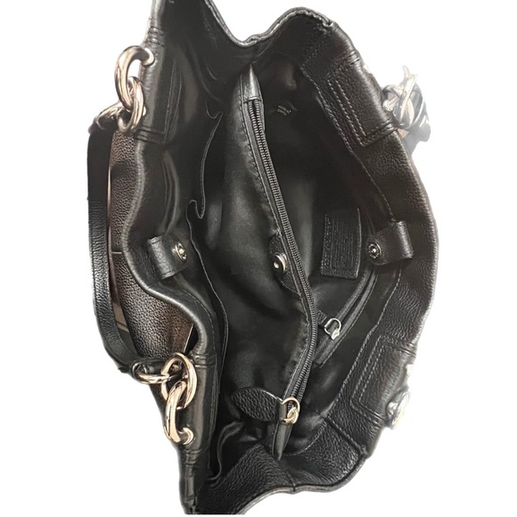 Coach  Penelope Black Pebbled Leather Carryall Shoulder Bag Satchel - Picture 5 of 9